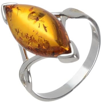 Bernstein-Ring aus Sterlingsilber und baltischem Honig im Marquise-Schliff Harriet Größe: 5