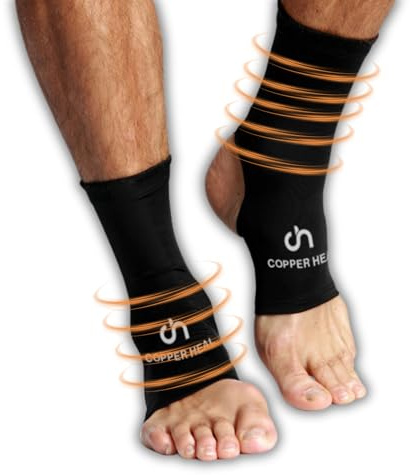 COPPER HEAL KNÖCHEL Kompressionshülse (PAAR) - Höchste Kupfer infundiert Socken Fuß Fuß Schwellung Achillessehne Gelenkschmerzen Plantar Fasciitis Sportverletzung