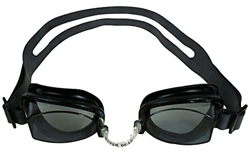 Water Gear No-Leak Anti-Fog Swim Goggles - Adjustable Durable Split Headband and Nose Strap - with UV Protection - Swimming Goggle for Men and Women (Smoke)