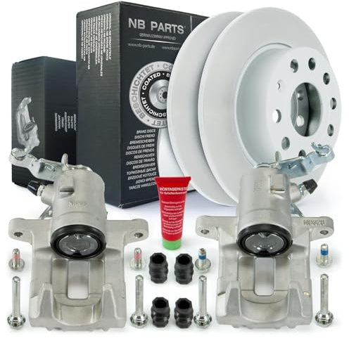 NB PARTS 2x Bremssattel + Bremsscheiben hinten passend für Audi A3 8P Seat Skoda VW Golf Plus 5 6