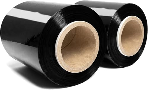 RAGO® Stretchfolie Set Mini Rollen I Schwarz folie für möbel Stretch Folie I Palettenfolie Handfolie Wickelfolie (‎2x Schwarz 0,43kg)