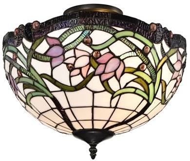 BELOFAY Wild Vine Jewel Pendant Ceiling Light Shade, Tiffany Ceiling Light Stained Glass Handmade Uplighter Shade Ceiling Lights for Living Room Bedroom | 16x11 inches (WxH)