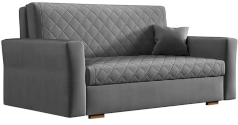 Mirjan24 Schlafsofa Viva Caro III mit Bettkasten, 3 Sitzer Polstersofa mit Schlaffunktion, Sofagarnitur inkl. Kissen, Rückenlehne und Sitzfläche fest angenäht (Zanzibar 182)