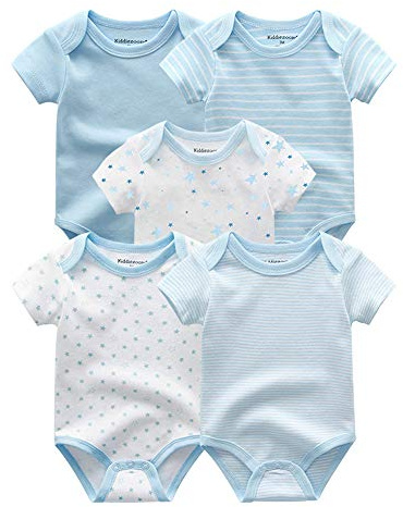 Kiddiezoom Baby-bodys, byxor för spädbarn, sparkdräkt, klädset, kläder för pojke, flicka, bomullsmössa, vantset mot rivmärken, 3-6 Månader
