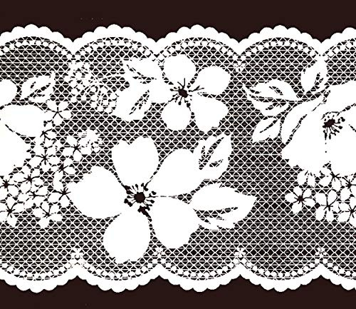 Dundee Deco MGAZB6004 Frise de Papier Peint, Frise Murale, Bordure de papier peint autoadhésif autocollant pour fenêtre, mur Motif floral Blanc 10 m x 10 cm