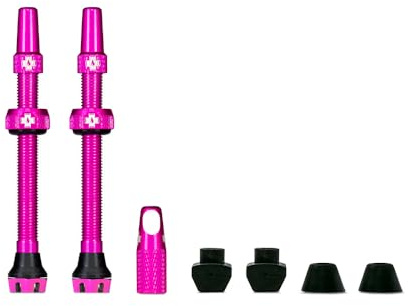Muc-Off Valves Presta Tubeless - 60 mm - Valves de Vélo Anti-Fuite de Qualité Supérieure avec Outil Démonte-Obus de Valve Intégré - Rose