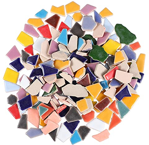 EXCEART 200G Bunt Mosaik Steine Keramik Mosaiksteine Zum Basteln Bruchmosaik Mosaikfliesen Naturstein Fliesen Bruchstücke Schmucksteine Erwachsene Bastelset für DIY Scrapbooking Rahmen
