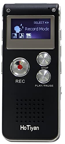 HoTiyan Grabadora de voz digital de capacidad de 16 GB con activación de voz para conferencias, reuniones, entrevistas, mini grabadora de audio con grabadora WAV/MP3 recargable por USB (16 GB)
