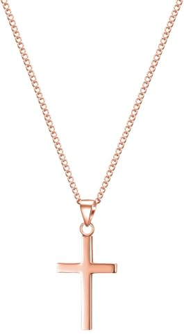 day.berlin Kreuzkette Vice 18k vergoldet | Damen Halskette 45+5cm mit Kreuz Anhänger 13x28mm, filigrane Panzerkette aus 316L Edelstahl, nickelfrei & wasserfest
