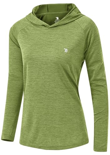 donhobo Damen UPF 50+ Sonnenschutz Hoodie Shirt Leichtgewicht Langarm Angeln Wandern Outdoor Sports Shirt (Frucht grün, L)