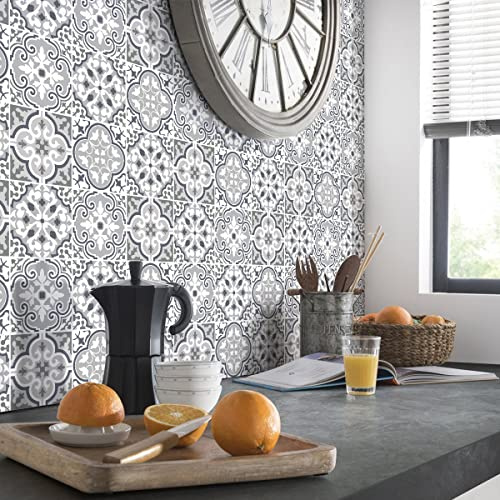 Sticker Mural Carrelage adhésif Cuisine Salle de Bain - 9 Stickers Carreaux DE Ciment Authentiques Marianna - 9stickers20x20cm | Vinyle adhésif, anti-rayure, crédence adhésive pour cuisine, stickers muraux, crédence cuisine, crédence adhésive, ciment