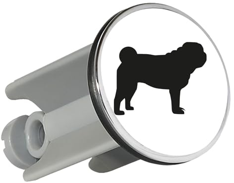 Huuraa Waschbeckenstöpsel Mops Silhouette Geschenk 4cm für Waschbecken Abflussstopfen Mops Geschenkidee