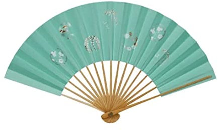 ANIIC Handfächer Handgefalteter Ventilator Handgefalteter Handventilator Aus Papier Tragbarer Faltventilator Im Chinesischen Stil Handventilator für Deko (Blue : Grün)