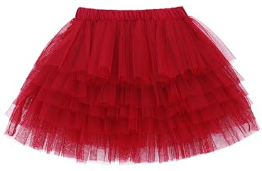 Bébé Tout-Petit Enfant Fille Tutu à Échelons Princesse Courte Mini Jupe de Ballet Avec Ceinture Élastique Accessoire de Déguisement Basic - Bordeaux Taille du Fabricant 90