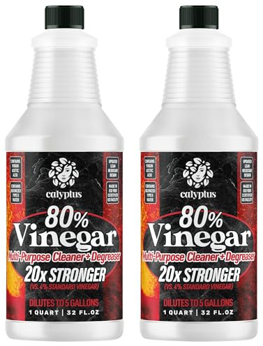 Calyptus Vinagre concentrado 80% puro, potencia de ultra rendimiento (20 veces), grado técnico, se diluye fácilmente al 5% de acidez (1 taza por galón) | Concentrado de limpieza para el hogar y el