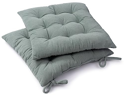 Paco Home Sitzkissen mit Befestigungsbänder 40x40 Stuhl Bürostuhl Kissen Stuhlkissen Innen Indoor versch. Farben 2er Set