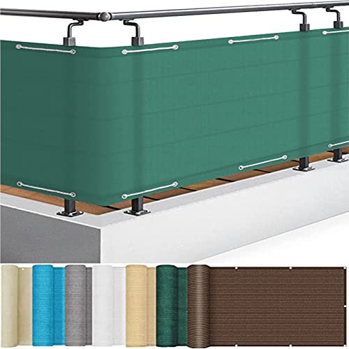 Pantalla de privacidad 100 x 250 cm Protección UV Transpirable Estera de privacidad con Ataduras de Cables para Jardín Balcón Terraza, Verde Oscuro