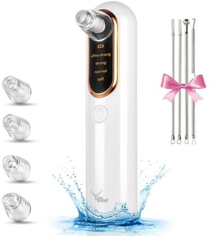 Yccu Mitesserentferner Porenreiniger Porensauger 4 Saugköpfe Mitesser Sauger Pickelentferner Vakuumsauger 4 Modi Gesichtsporenreiniger USB-Laden Akne Entferner Gerät Blackhead Remover 9-teiliges Set