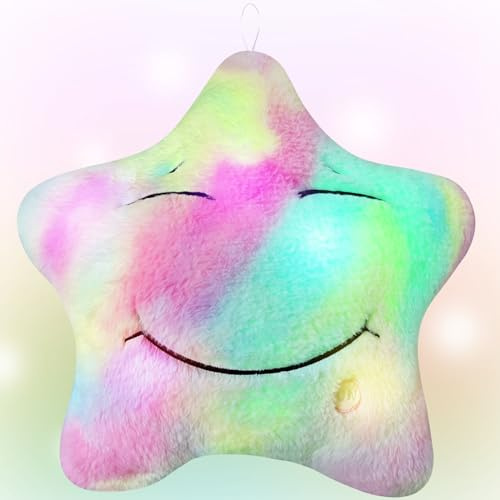 Ainiv LED Sternen Kissen, LED Sternförmiges Kissen Leuchtende Kinder Kissen | Stern Kissen Leuchtend LED Nachtlicht Plüschkissen, Deko Kissen LED Geschenk für Weihnachten Geburtstag Bett Sofa (Farbe)