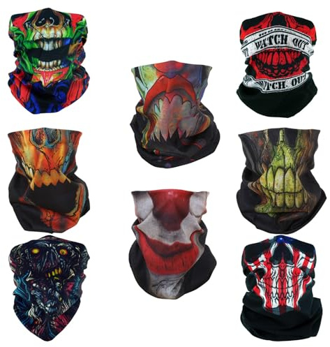 SMEHCF 8 multifunktionella bandanas för kvinnor män, Röd svart skalle zombie, one size