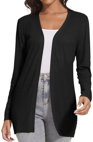 Famrrifuu Donna Cardigan Lungo Casual Leggero Maniche Lunghe Giacca Estivo Elegante Cardigan Maglia
