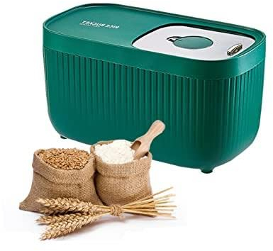 TIECHUINIUB Rice Container Cereal Dispenser Bucket Feeder Container 15 kg Dry Food Container Sealed Rice Bucket Suitable for Storing Cat Food Dog Food Cereal-Green ||S
