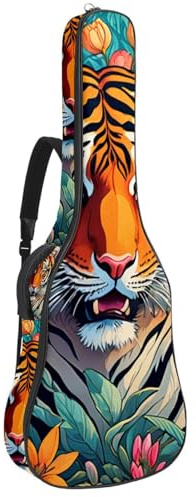 Schöne Tasche für Akustikgitarre, wasserdicht, mit Zubehörfach, Schutzschicht, mehrere Taschen, Farbzeichnung Biene, Mehrfarbig Nr. 04, 42.9x16.9x4.7 in, Gitarrentasche