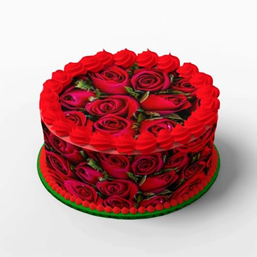 Tortendeko-Set Rosen 06 : Bestehend aus 4 Tortenbändern und 1 Tortenaufleger aus Fondant Tortenbänder und Tortenaufleger essbar Essbare Tortendeko Geburtstagstorte, Hochzeit