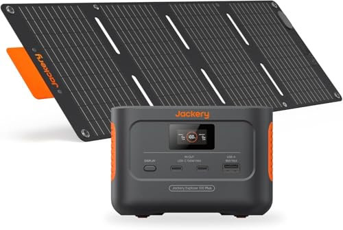 Jackery Tragbare Powerstation 100 Plus mit 1xSolarSaga 40W Mini, 99Wh Solar Generator mit 128W Ausgang, 3-Port Schnellladung für Camping/Wohnmobil