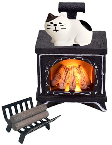 JINGTOPS 3PCS Accessoires Lutin Farceur De Noel, DéCoration De NoëL Figurine Lumineuse Miniature CheminéE LED, Creche De Noel Lumineuse CrèChe De Feu De Camp, Village De Noel Miniature Chaud De Cat