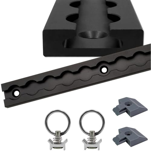 Airlineschiene robust eloxiert eckig schwarz 0,5 Meter mit 2 Zurrösen und 2 Endkappen, Alu Zurrschiene Black line, hohe Stabilität und Langlebigkeit, für Anhänger, PKW, LKW, Camper, Wohnmobil