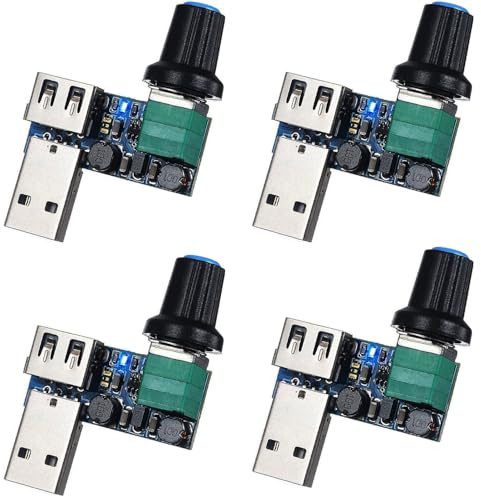 RUNCCI-YUN 4 Pcs USB Fan Speed Controller DC 5V Mini Fan Speed Controller USB DC 5V-12V to 2,5~7,5 V USB with Switch Speed Module
