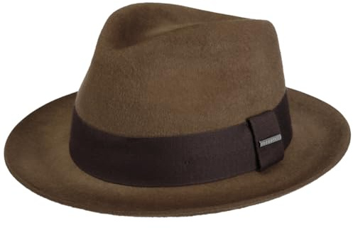 Stetson Lenberg Fedora Bogarthut Wollfilzhut Asahi Guard Herren Herbst Winter braun 59 cm