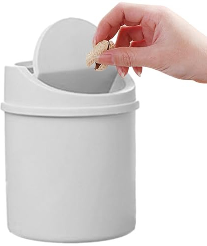 Vgvgaj Grey 16.5x13x13 Cm Papelera de polipropileno Reutilizable 2 Piezas Min-i Basura Con Tapa Cubo De Basura De Mesa Pequeña Papelera Para Oficina Plan De Trabajo Sdb Dormitorio,