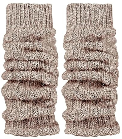 Leo Design Natürliche Alpakawolle, Damen-Beinstulpen, Mischung aus Lammwolle und Alpakawolle, gerippte Beinstulpen, Knöchelwärmer – Einheitsgröße, luxuriöse Winterschicht für die Beine, taupe, One