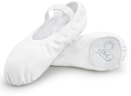 Stelle Ballet Shoes for Women Highly Stretch Canvas Dance Slipper Yoga Shoes for Girls/Adults(White,6MW)