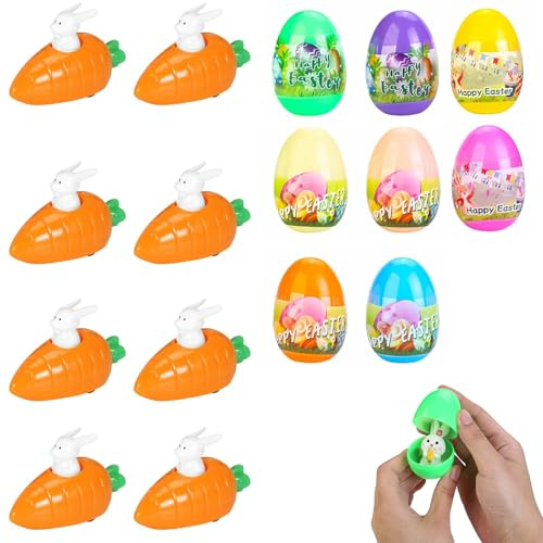 MFCGHXR Decorazioni Pasqua - Carro della Carota di Pasqua con Sorpresa, Regali per Giovani, Addobbi Pasquali Perfetti - Set di 8 Pezzi