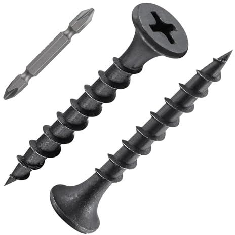 ORTAVA 200 Stück Schnellbauschrauben 3,9 x 35 mm, Trockenbauschrauben Grobgewinde und Kreuzschlitz Phosphatiert mit Schraubendreher Bit, Rigips Schrauben, Gipskartonschraube, Holzschrauben (Schwarz)