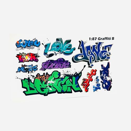 Waterslide Decal Scale 1:87 H0 Graffiti Modellbahn & Modellbau Set B Abziehbilder für Eisenbahn Gebäude Stadt Haus etc.