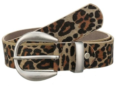 Leslii Damen Gürtel Leo 3cm Animal Print Muster-Gürtel Grau Schwarz + Braun Beige