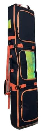 ZRHYRG Snowboard Bag Skitasche, Snowboardtasche mit Rollen, längenverstellbar, mit Griff für Flugreisen Ski Board Bag(Black Orange)