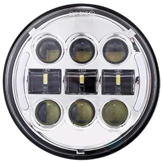 Faro Moto Luci Guida Per Sportster 883 XL883 FXCW XL1200C 1994-2024 5-3/4 5.75 Pollici Moto Moto Proiettore LED Full Halo Faro DRL 50W Fari Moto luce Moto(45W Silver B)