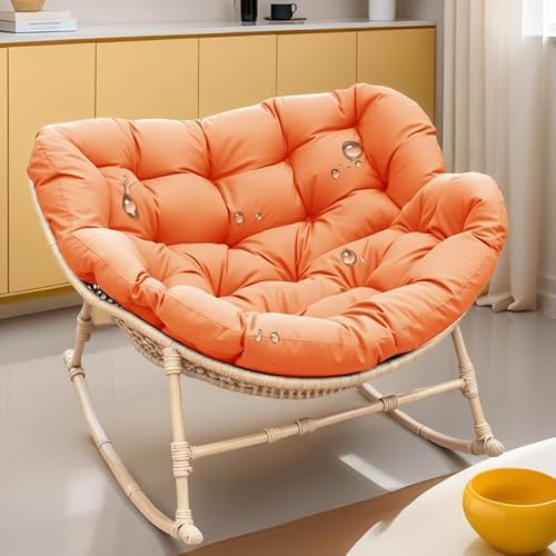 ZSWXF Schaukelsessel Outdoor Kissen Wasserdicht, 10cm Dicke Bequemer Schaukelsessel Kissen Outdoor Indoor,Papasansessel Kissen Auflage Doppelt Gartenstuhl Auflage (Nur Kissen),Orange