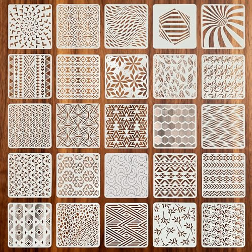 CAPASTEC 25 Pz Stencil per Pittura Riutilizzabili Modelli per Disegno Stencil per Pittura per Decorazioni per la Casa Artigianato Scrapbook 15x15cm