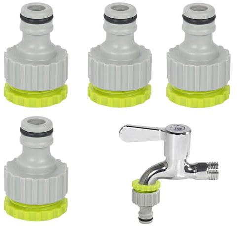 HAFRILY 4Pcs Hahnverbinder für Gardena 1/2 Zoll auf 3/4 Zoll Garten Hahnverbinder 2-in-1 Wasserhahn Adapter Schlauch Kupplung für Verbinder Wasserschlauch Schlauchanschluss Wasserhahn (4)