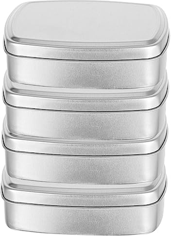 Healifty Rectangular Aluminum Soap Boxes Lid 4pcs 150ml Metal Storage Cans Reusable Mini Aluminum Boxes for Household Soap and Candy Containers