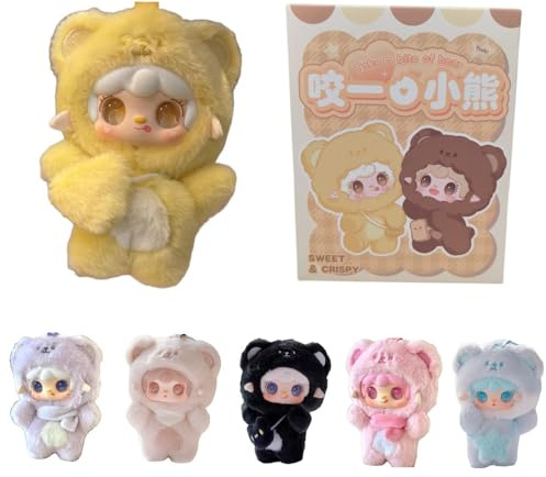 Yooki Plush Kechain Blind Box,take A Bit Small Bear Series Plush Keyring Backpack Pendant Mystery Box Gift