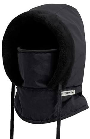 Vossmi Sturmhaube Winter Mütze Herren Damen Plüsch Balaclava Thermo Skimask Mützenschal Schalmütze Kapuzenschal Schal Mit Kapuze Warme Balaclava Gesichtsmaske Winddichte Strickmützen Helm Schwarz