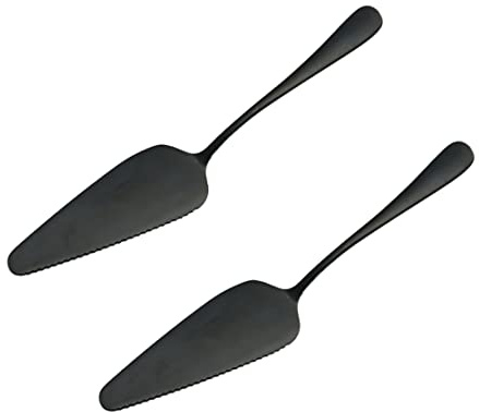 Pala per torta, 2 pale per torta e in acciaio inox nero con bordo seghettato fine, spatola per pizza multiuso per catering per feste di compleanno, anniversari di matrimonio