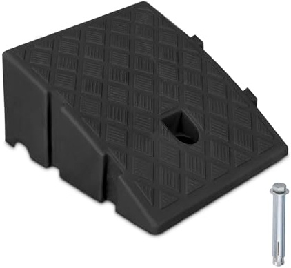 1 Stück Bordsteinrampen – 25x27x13cm Tragbare Türschwellenrampe mit 1 Erweiterungsbolzen, Kunststoff Auffahrrampe Schwellenrampe Rampe Rollstuhl für Treppe, Auffahrt, Gehweg, Motorrad, Roller, Auto